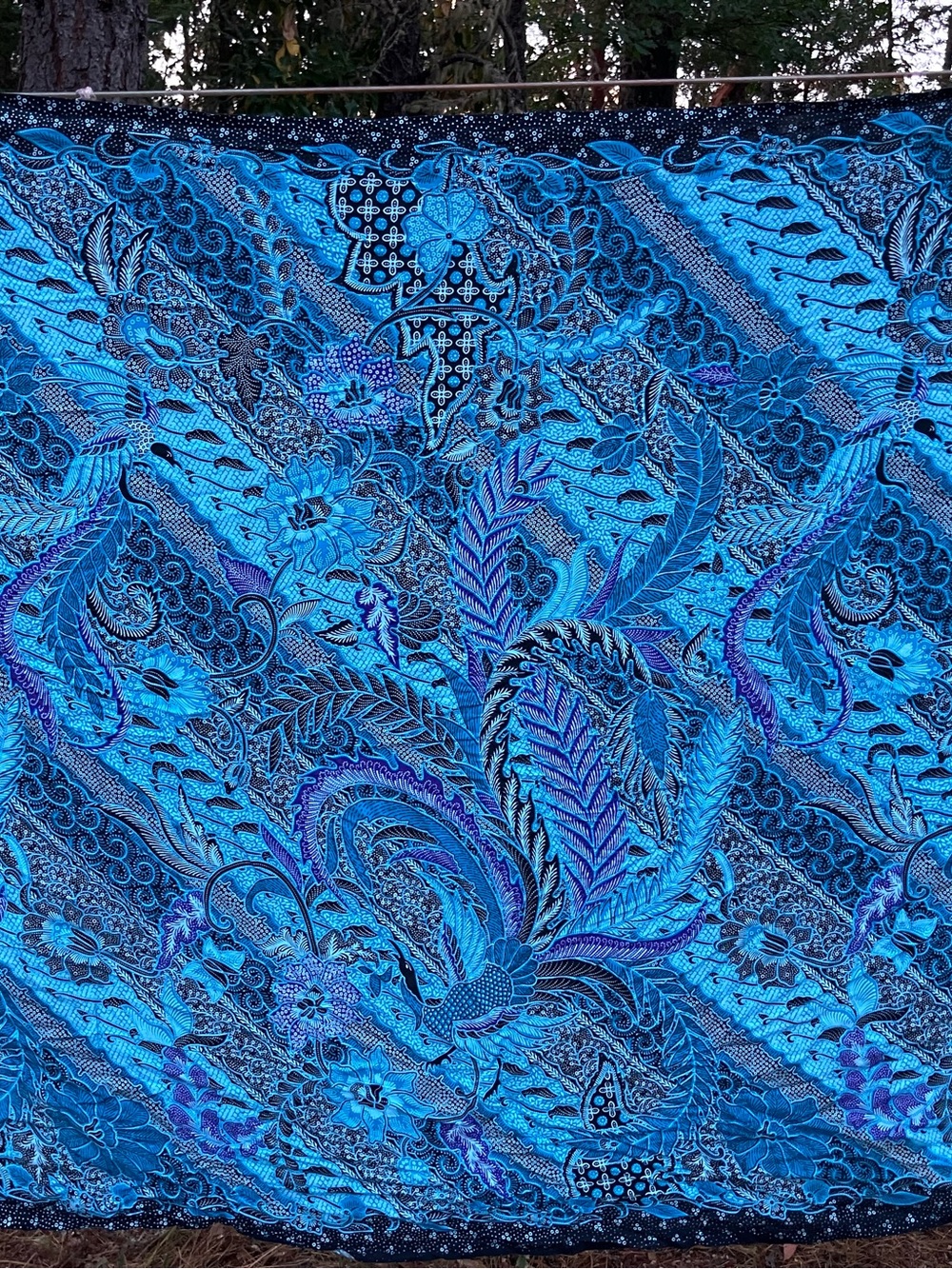 sarong  rayon tapestry wrap shirt large scarf blues black purple pareo